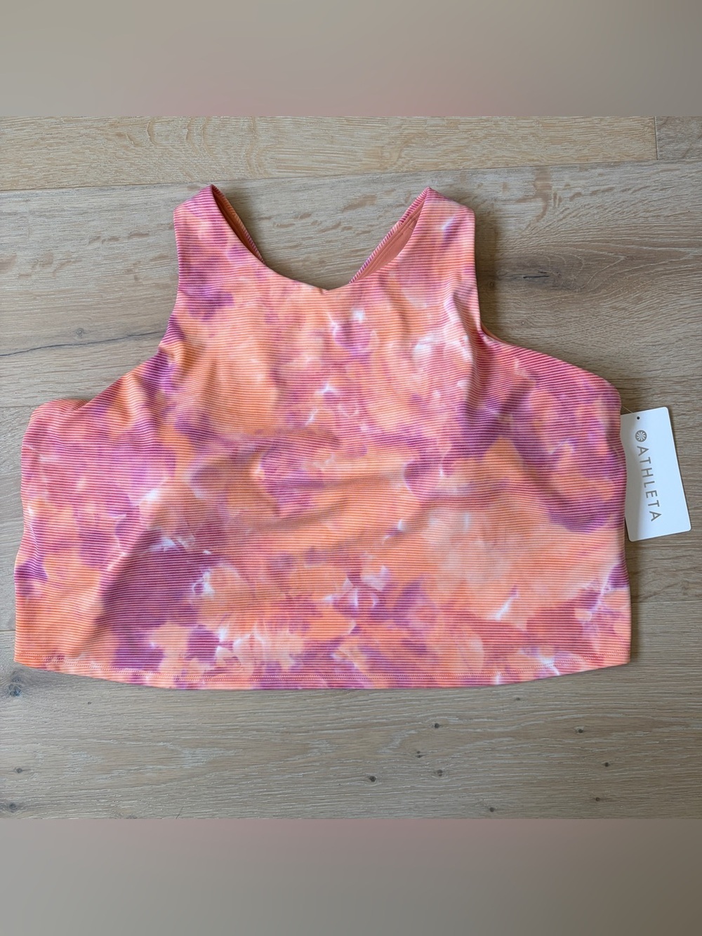 NWT Athleta Conscious Textured Crop D-DD Sports Bra Tank Tie Dye Multi 3X*O21